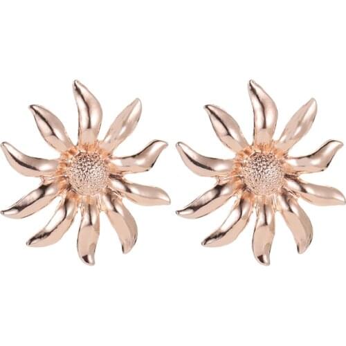Graceful Distinctive Jewelry for women White Rose Gold Sunflower Alloy Dangle Earrings Drop Earrings Female