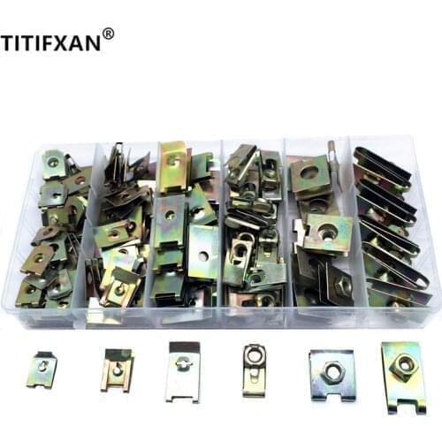 For Lada Largus Vesta Toscana Granta Kalina Priora Nova U-Nut Iron Sheets Base Fasteners Clips With Box Auto Rivet Repair Clamp