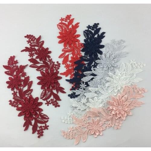 NEW 3D 6 Colors Delicate Wedding Veil Head Ornaments Lace Applique Lace Trim Dress DIY Lace Accessories DA016
