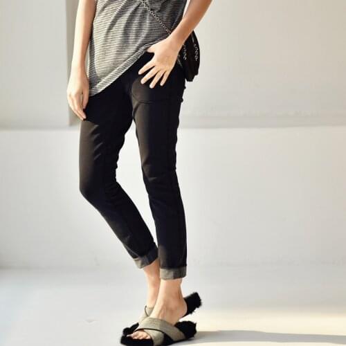 MICOCO K6390C Commuting simple comfortable four-sided elastic waist pocket leisure nine point leggings