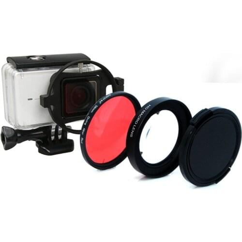 58mm 16X HD Close-up Macro Lens Adapter Ring Camera Lens red Filter for GoPro HERO 4 5 6 7 Camera Accessories