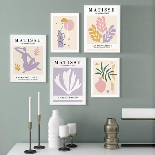 Matisse Vintage Poster and Prints Canvas Art Flower Line Painting Morandi Color Wall Art Decorative Picture Home Living Room