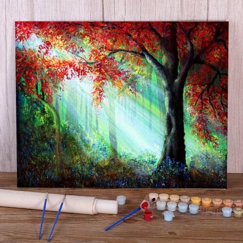 Natural Scenery Autumn Rays DIY Paint By Numbers Complete Kit Oil Paints 50*70 Canvas Pictures Home Decoration Kids Art