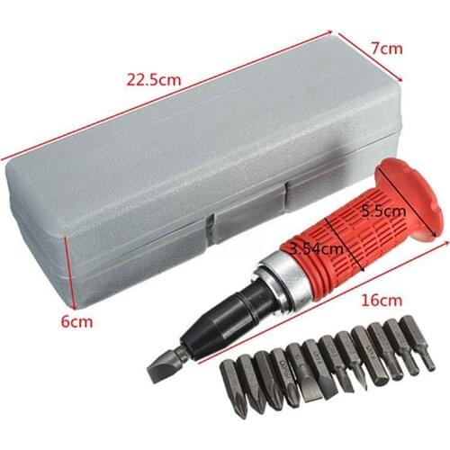 1Set Impact Screwdriver Set Driver Carbon Steel Multi Bits Hammer Socket Repair Kit Storage Box Screwdriver Head Set With Case