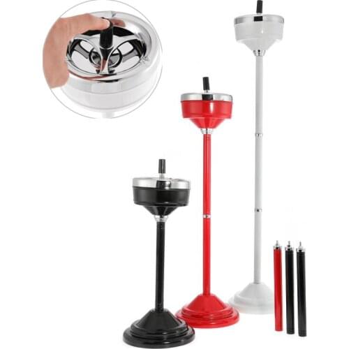 AdAjustable Floor Standing Ashtray Windproof Receptacle Stand Ashtray Vertical Rotating Ashtray with Lid for Elevator KTV Room