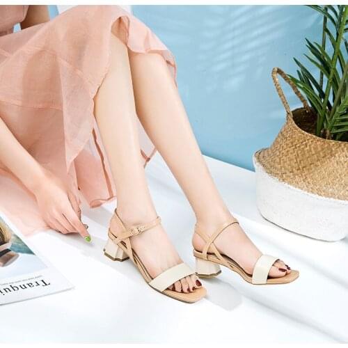 2020 new summer sandals female students Harajuku style ins all-match net red small fresh word with thick heels