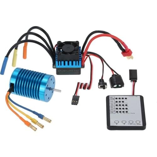 New 3650 3300KV/4P Brushless Motor & 45A Brushless ESC & LED Programming Card Combo Set for 1/10 RC Car