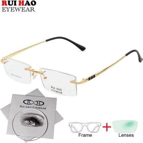 Rimless Frame Customize Prescription Glasses Full Myopia Hyperopia Resin Lenses Fashion Eyeglasses Clear Resin Lenses 2619