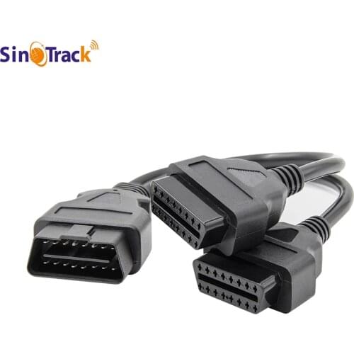 SinoTrack OBD2 Splitter Extension Cable Flat Line 30cm Wire 16pin OBDII Male to Female Cable Cord 1 into 2 Converter Adapter