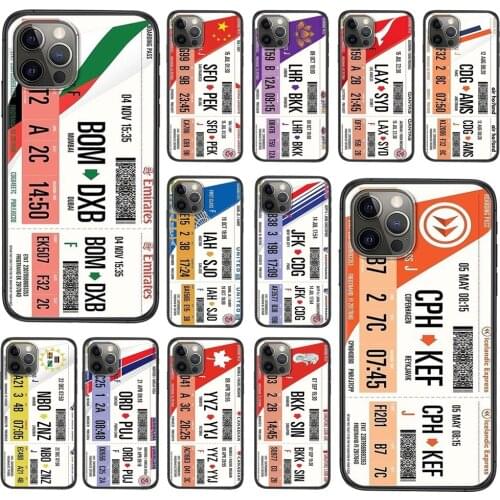 Deliver Boarding Pass Air Ticket Black Shell Luxury Bumper Silicone For Galaxy S30 S21 S20 Fe S10 S10E S9 S8 S7 S6 Edge Lite