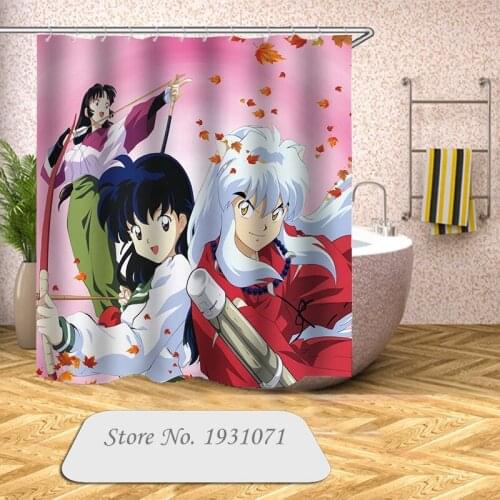 Popular Anime Inuyasha 3D Print Shower Curtain Polyester Fabric Bathroom Curtain Waterproof Hook Bath Curtain 02