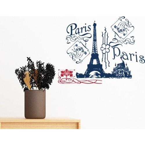 Eiffel Tower France Paris Line Drawing Removable Wall Sticker Art Decals Mural DIY Wallpaper for Room Decal