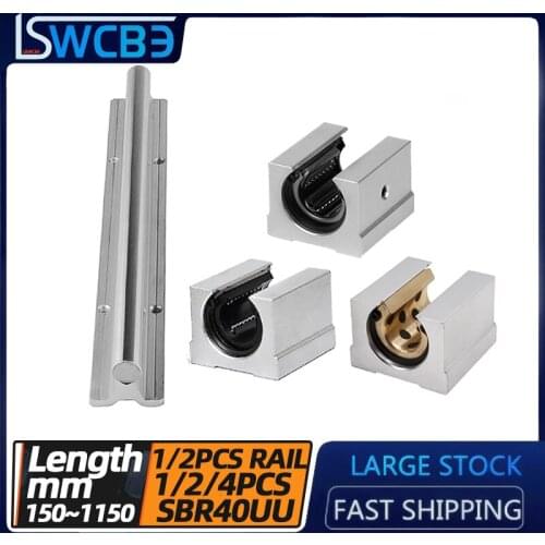 Standard open box type linear guide carriage SBR40 guide rail， L=150-1150mm，SBR40UU slider，copper sleeve, steel protection