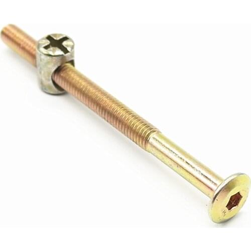 High-quality 5pcs/lot M6*120mm Furniture Bolts With 6mm Barrel Nuts Color Zinc-Plated Carbon Steel Bolt Screw For furniture