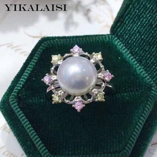 YIKALAISI 925 Sterling Silver Rings Jewelry For Women 9-10mm Oblate Natural Freshwater Pearl Rings New Arrivals Wholesales