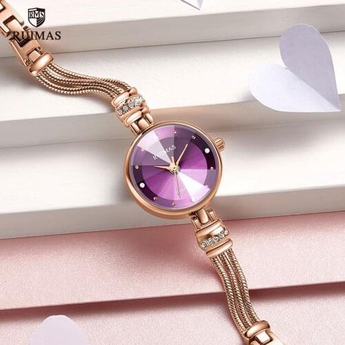 RUIMAS Rose Gold Purple Watches Women Luxury Top Brand Quartz Watch Lady Analog Waterproof Wristwatch Ladies Woman Relogio Clock