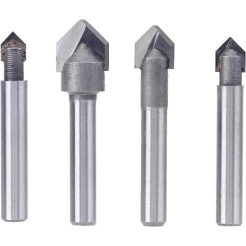 1pc 1/4 1/2 3/8 5/16 inch Shank 90 Degree V Groove Router Bit Chuck Trimming Milling Cutter