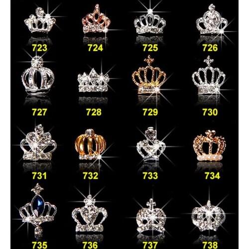 1pack Silver Gold Crown Nail Jewerly Hollow Nail Metal Decorations Super Shiny Fake Diamond 3d Nail Charms Alloy Rhinestones#393
