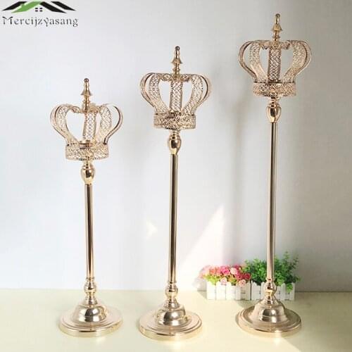 10pcs Metal Candle Holders Candelabra Table Centerpiece Flower Vase Crown Candelabrum Stand Pillar Candlestick For Wedding G051