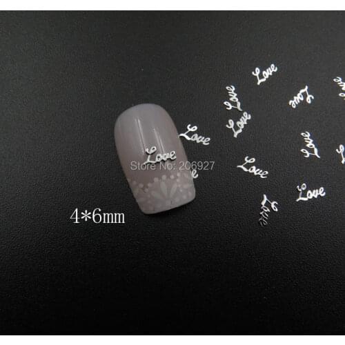 MS359-1 100pcs Silver Cute Love Metal Sticker Nail Art Metal Sticker Nail Art Decoration Non-adhesive Sticker