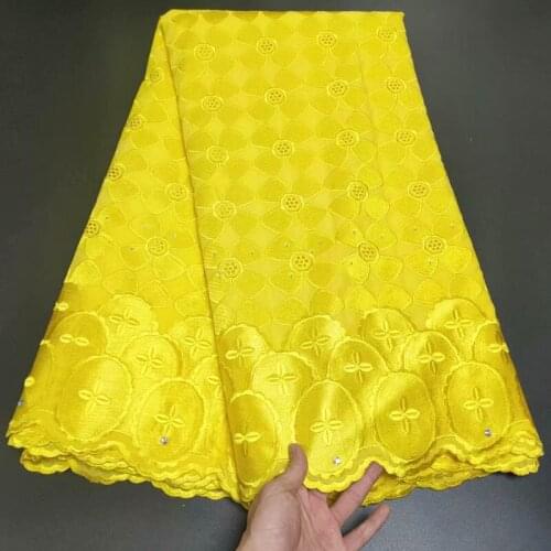 2021 High Quality African Swiss Voile Lace Fabric With Stones Soft Embroidery Dry Voile Lace Materials In Switzerland