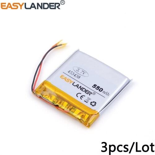 3pcs /Lot 453438 550mAh 3.7v lithium Li ion polymer rechargeable battery For Mp3 GPS PSP PAD phone camera DVD
