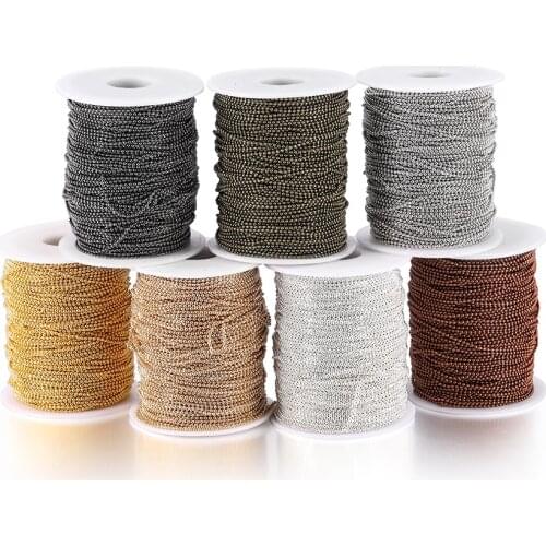 5m/lot 1.5 2 2.3mm Gold Color Copper Faced Ball Bead Chains Round Beads Chains for DIY Jewelry Making Necklace Bracelet