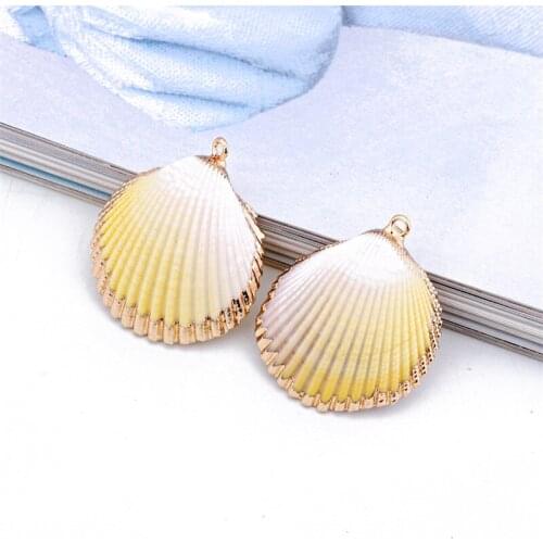 5pcs New European Big Golden Shells Earring Alloy Charms Women Fashion Earrings Necklace Pendant Make Jewelry Accessory