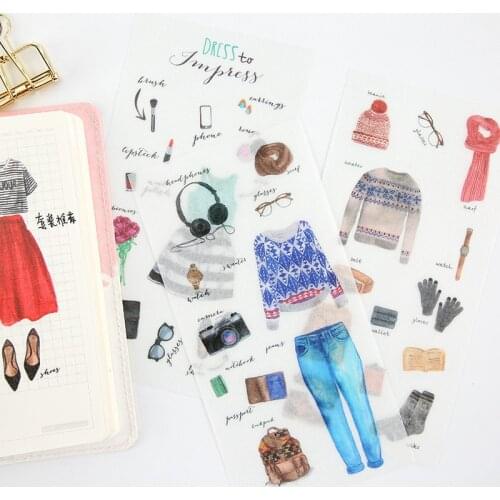 6 pcs/pack clothing Collocation Guide Decorative Stickers Adhesive Stickers DIY Decoration Diary Stationery Stickers
