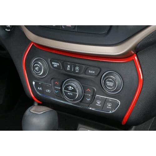 ABS Car Inner Air Condition Dashboard Panel Frame Cover Strip Decoration Moulding for Cherokee 2014 2015 Car Styling