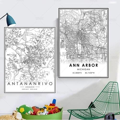 ALABAMA ALASKA ALBANIA albuquerque ANTANANARIVO ANN ARBOR andorra AMSTERDAM City Map Poster PaintingWorld CityMap