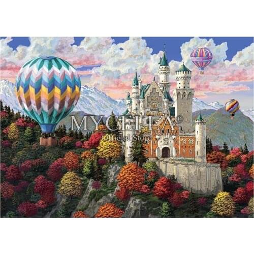 5D DIY Diamond Painting Hot Air Balloons Castle Christmas Gift Wall Diamond Embroidery Cross Stitch Mosaic Home Decor landscape