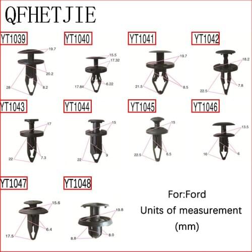 6mm-9mm Automobile Fastener Clip Bumper Piercing Stud Rivet Fastener 100pcsyt-1043 Automobile Repair Clip Ford