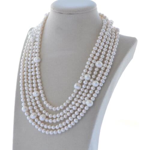 Z10435 50"~100" 10mm White Round Freshwater Pearl Necklace