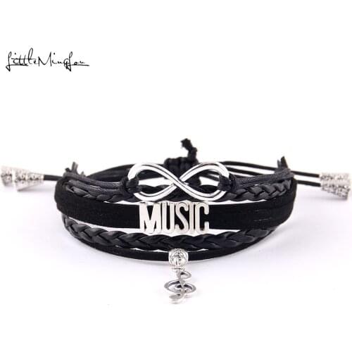 Infinity music women bracelet stack musical note charm adjustable macrame handmade wrap men bracelets bangles for women jewelry