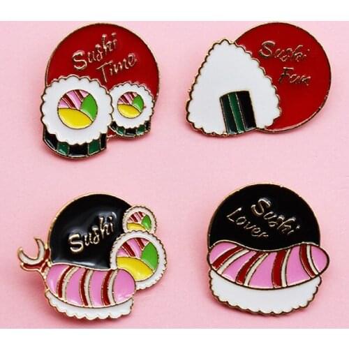 Japanese style cartoon fashion cute sushi brooch food enamel jewelry denim clothes backpack badge decoration brooch friend gift