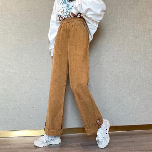 Vintage Oversized Corduroy Baggy Pants Women Harajuku Y2k Brown Wide Leg Pant Streetwear Jogger High Waist Trouser Casual Pants