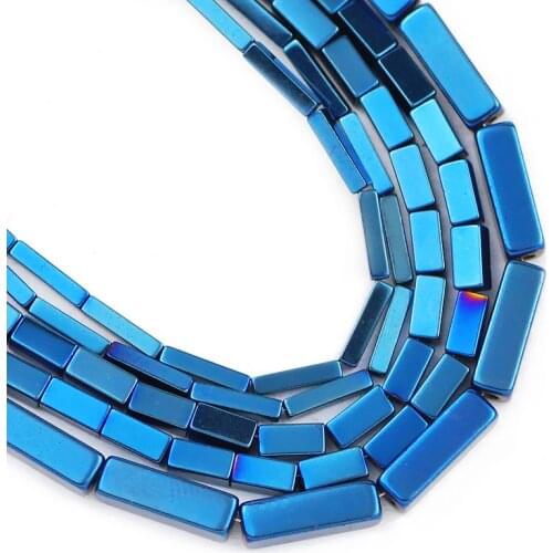 Natural Stone Blue Rectangle Cuboid Hematite Beads 4/6/9MM Square Loose Spacer Beads For Jewelry Making Diy Bracelet Necklace