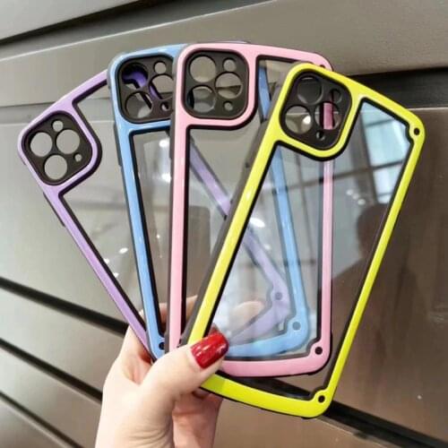 Luxury Transparent Phone Case For Apple iPhone 11 12 Pro Max mini SE 2020 X XR XS Max 7 8 Plus Camera Candy Color Cover Case