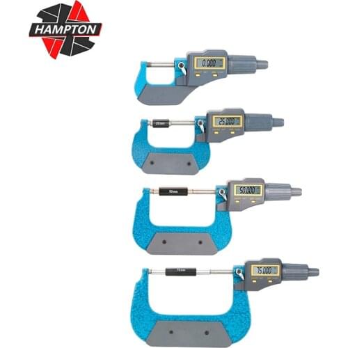 HAMPTON Digital Micrometer 0.001mm 0-25/50/75/100mm Electronic Outside Micrometers Caliper Gauge with LCD Screen Measuring Tools