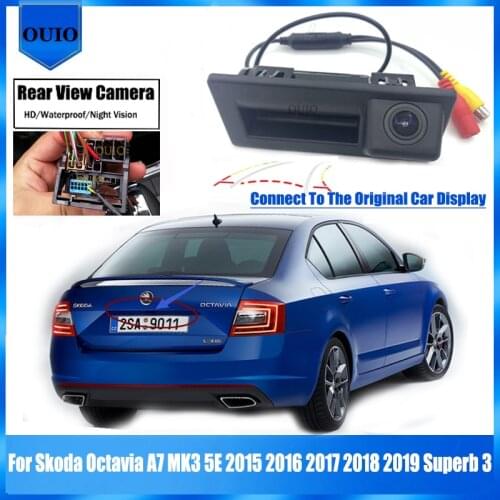 Original Factory Screen Video Input Rear Camera For Skoda Octavia A7 MK3 5E 2015 2016 2017 2018 2019 Superb Trunk Handle Camera