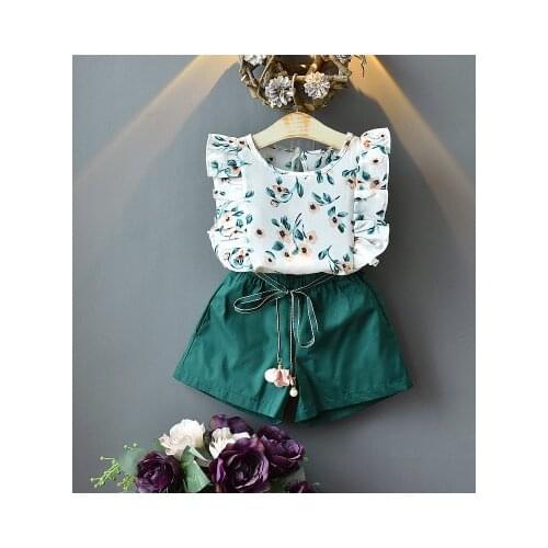 Girls Clothes Set Summer White Shirt &Leopard Cake Skirt 2 Pieces Necklace Sets Kid Basic Casula Cotton Clothing Suit Outfits