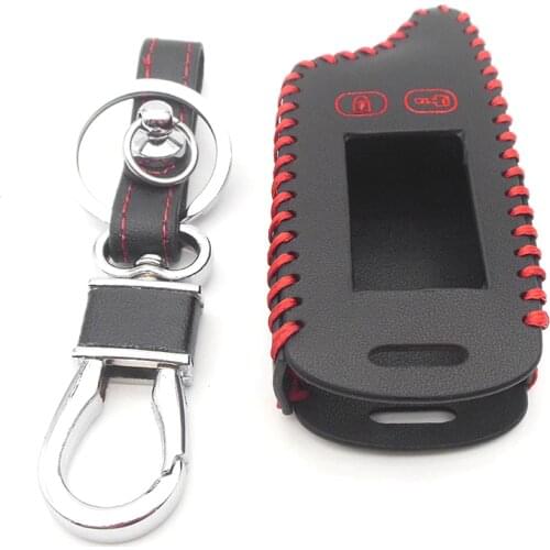 TW9010 TW9020 TW9030 Leather Case Key Cover For Tomahawk TW 9010 9030 9020 Two Way Alarm LCD Remote Keychain Hand-Made Style
