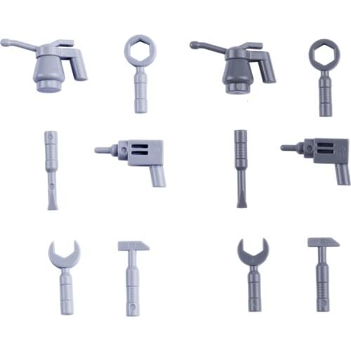 Mini MOC City Tool Building Blocks Accessories Wrench Hammer Minifigs Parts Brick Container Children DIY Educational Toy Gifts