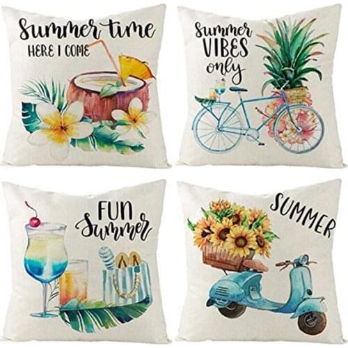 Summer Pillow Covers 18X18 Inches Set Of 4 Decorative Throw Pillow Cover Cushion Cover Farmhouse Decor for Couch Home