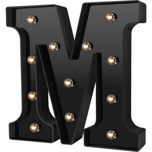 Newly Design Led Letters Lights 26 Alphabet Black Decorative Marquee Lamps for Wedding Party Birthday Home Bar Decoration