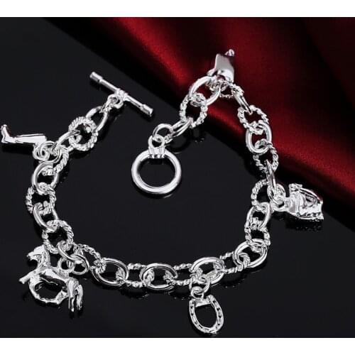 New charm 925 sterling silver Bracelet for woman man Vintage horse chain Wedding party Christmas Gifts fashion Jewelry