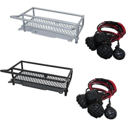 RC Car Upgrade Accessory Metal Roof Rack Luggage Rack W/ Light For WPL D12 1/10 Scale Rock Crawler Toy Truck