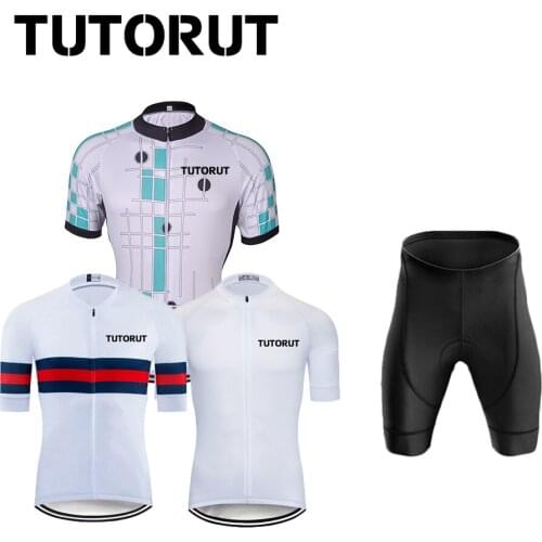 TUTORUT Mens Cycling Jersey Bike Clothing Mountain Racing Sportswear Summer Cycle Clothing Breathable Quick Dry With Pockets