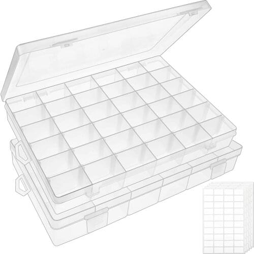 1pc 36 Grids Clear Plastic Organizer Box Storage Container Jewelry Box Adjustable Dividers Beads Art DIY Crafts Fishing Tackles
